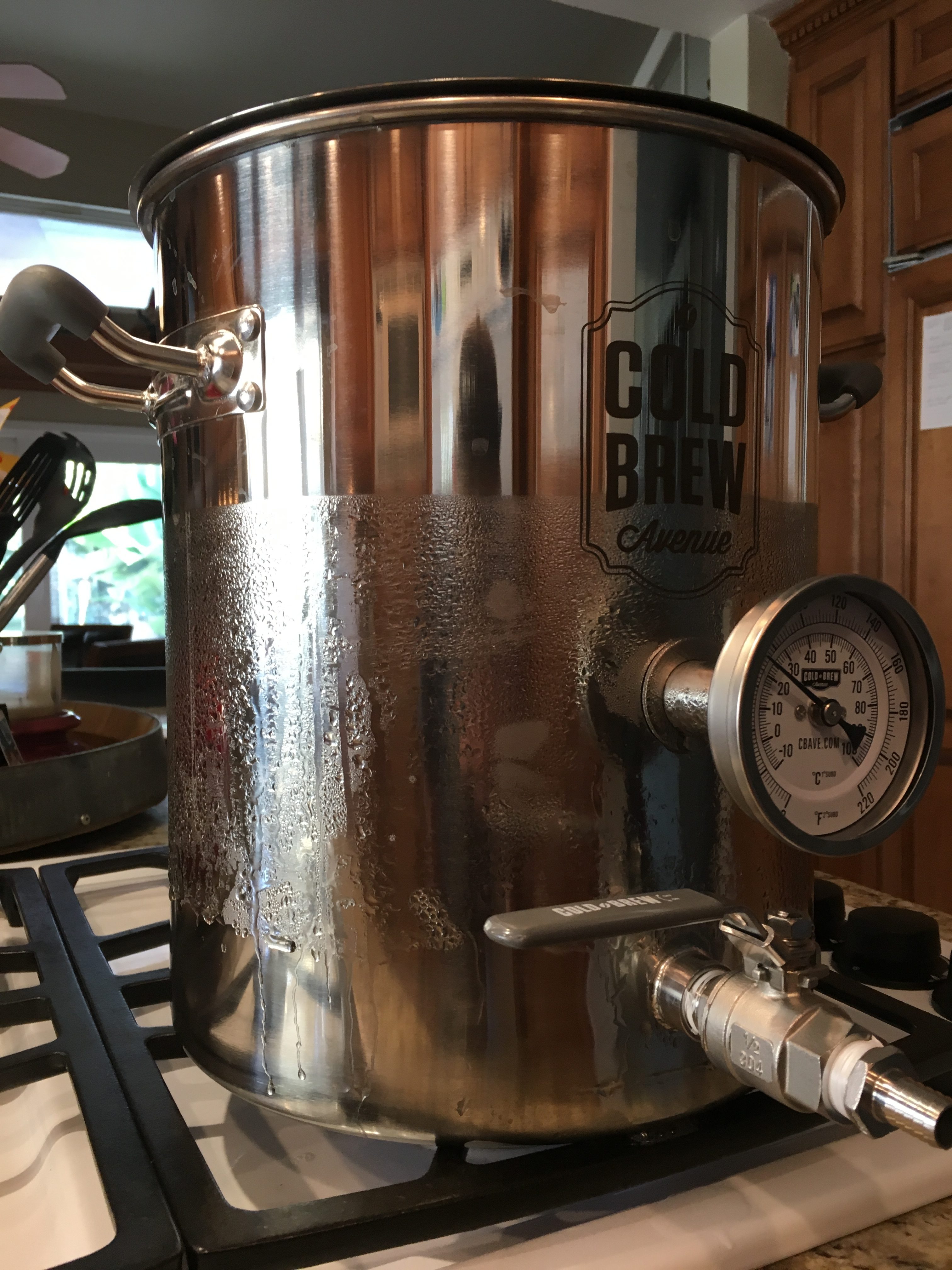 Cold Brew System Being Heated to Brew Kombucha