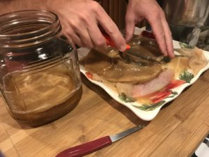 Cutting the scoby down for easier storage